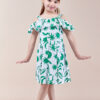 فستان بناتي اخضر شولدر